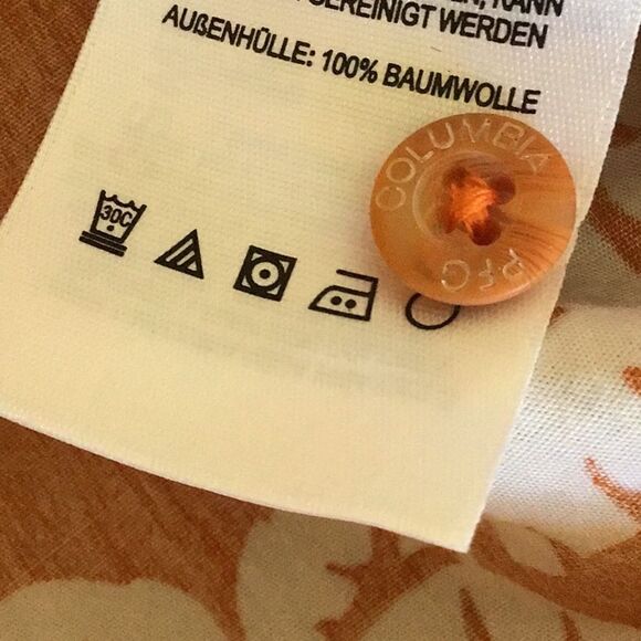 Columbia Orange Tropical Fish Cotton Button Down Short Sleeve Shirt - Picture 15 of 16